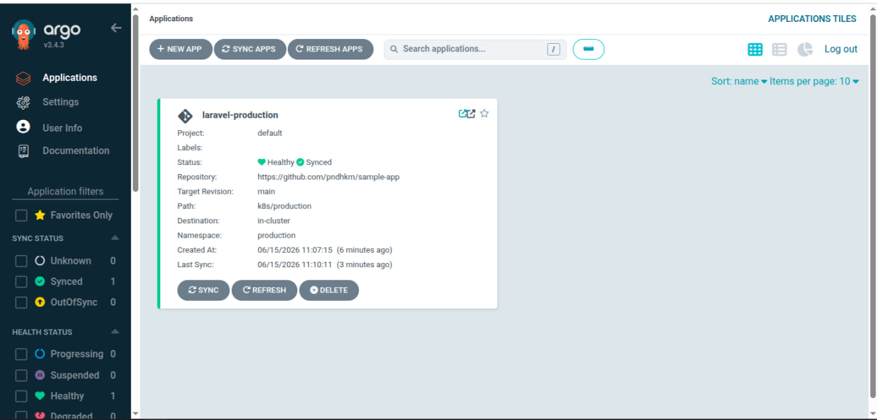 ArgoCD Dashboard